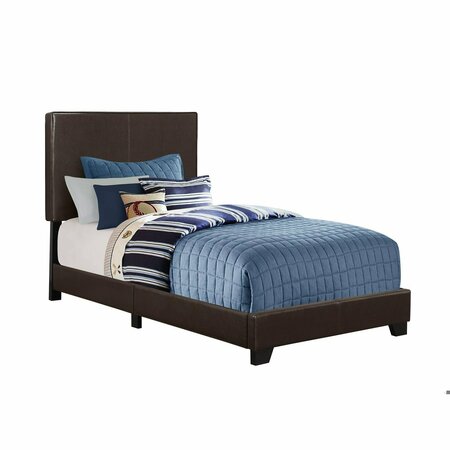 HOMEROOTS 45.75 in. Solid WoodMDF & Foam Twin Size Bed Frame with a Leather Look 333280